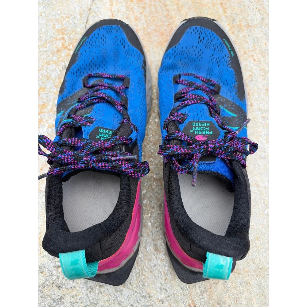 New Balance Fresh Foam Hierro v5 Trail Running Shoes Blue Pink  Womens 10
